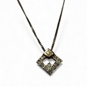 Vintage Givenchy Paris Gold-Plated Rhinestone Logo Pendant Necklace – 1980s/90s